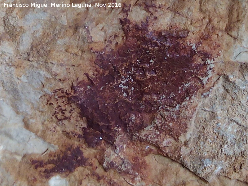 Pinturas rupestres de las Cuevas del Curro Abrigo II - Pinturas rupestres de las Cuevas del Curro Abrigo II. Detalle de la mancha grande