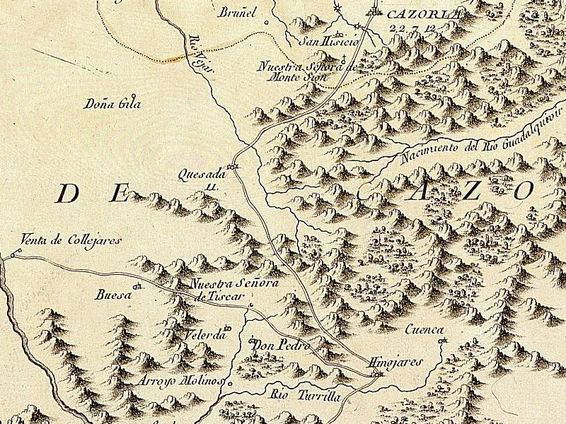 Nacimiento del Guadalquivir - Nacimiento del Guadalquivir. Mapa del Adelantamiento de Cazorla 1797