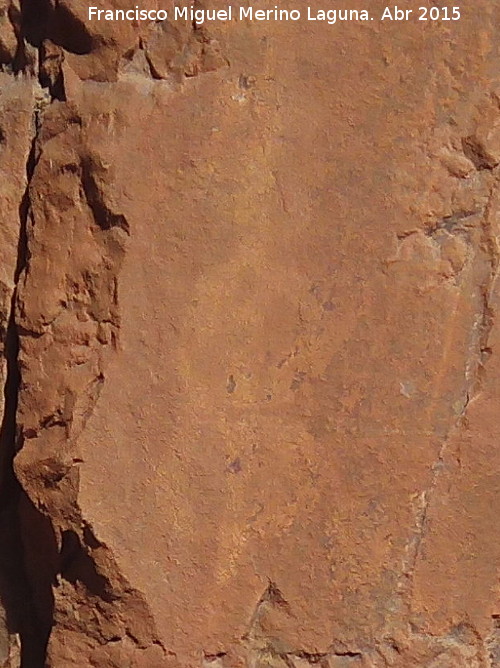 Pinturas rupestres del Abrigo de la Cueva del Santo Grupo II - Pinturas rupestres del Abrigo de la Cueva del Santo Grupo II. Figura blanca de crculos