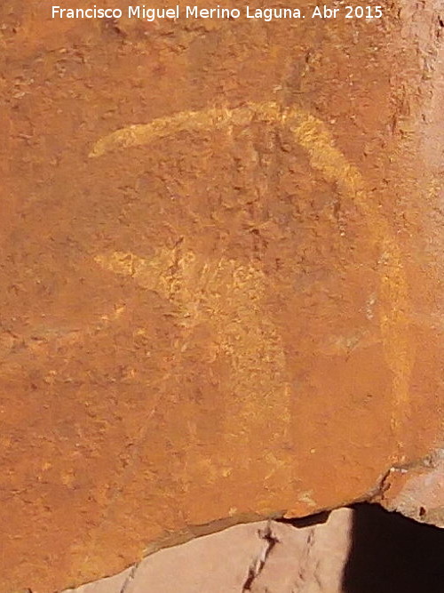 Pinturas rupestres del Abrigo de la Cueva del Santo Grupo II - Pinturas rupestres del Abrigo de la Cueva del Santo Grupo II. Lneas en arco blancas