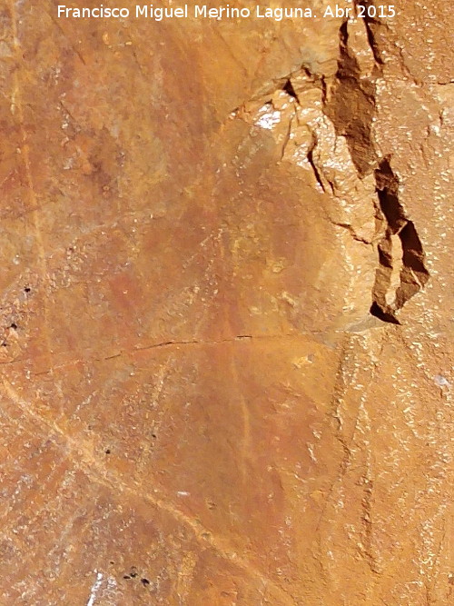 Pinturas rupestres del Abrigo de la Cueva del Santo Grupo II - Pinturas rupestres del Abrigo de la Cueva del Santo Grupo II. Antropomorfo de la izquierda