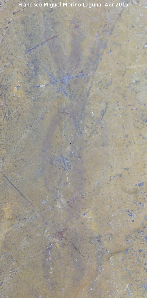 Pinturas rupestres del Abrigo de la Cueva del Santo Grupo II - Pinturas rupestres del Abrigo de la Cueva del Santo Grupo II. Antropomorfo de la izquierda superior