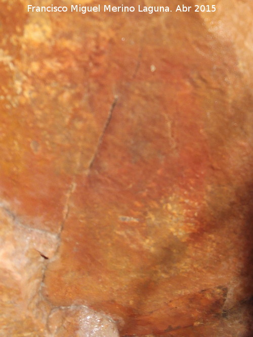 Pinturas rupestres del Abrigo de la Cueva del Santo Grupo V - Pinturas rupestres del Abrigo de la Cueva del Santo Grupo V. Figura reticulada