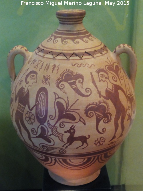 Tosal de San Miguel - Tosal de San Miguel. Reproduccin de vaso con inscripciones iberas. Exposicin los Iberos - Jan