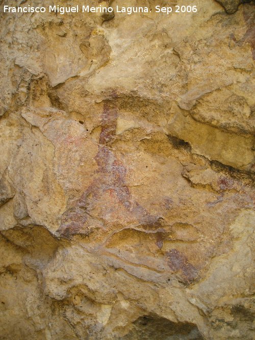 Pinturas rupestres de la Cueva del Engarbo I. Grupo II. Panel III - Pinturas rupestres de la Cueva del Engarbo I. Grupo II. Panel III. Tronco y extremidades inferiores con su falo