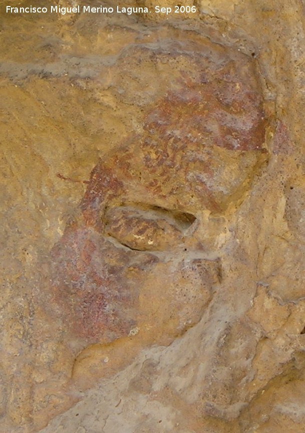Pinturas rupestres de la Cueva del Engarbo I. Grupo IV. Panel I - Pinturas rupestres de la Cueva del Engarbo I. Grupo IV. Panel I. Jabato con flecha clavada en su lomo