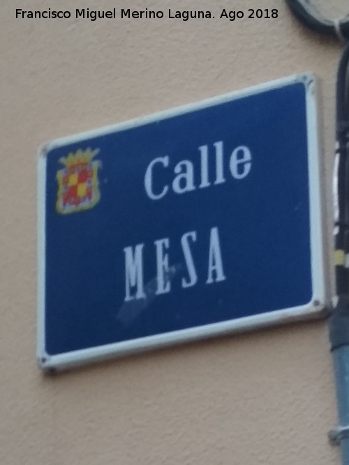 Calle Mesa - Calle Mesa. Placa