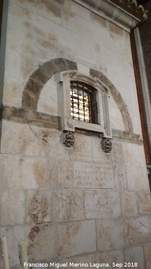 Baslica de San Ildefonso. Capilla de la Virgen de la Capilla - Baslica de San Ildefonso. Capilla de la Virgen de la Capilla. Ventana de la Capilla de la Virgen 1680