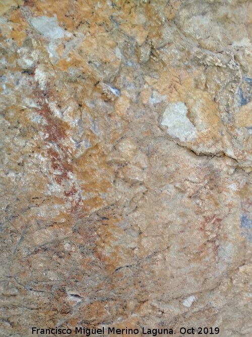 Pinturas rupestres del Abrigo de los Caones III - Pinturas rupestres del Abrigo de los Caones III. Barra y zoomorfo