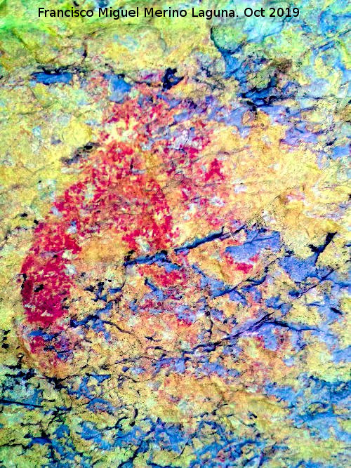 Pinturas rupestres del Abrigo de los Caones III - Pinturas rupestres del Abrigo de los Caones III. Tratada con Dstretch