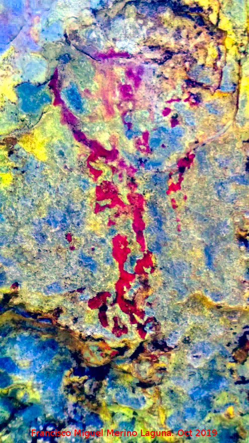 Pinturas rupestres del Abrigo de los Caones III - Pinturas rupestres del Abrigo de los Caones III. Tratada con Dstretch