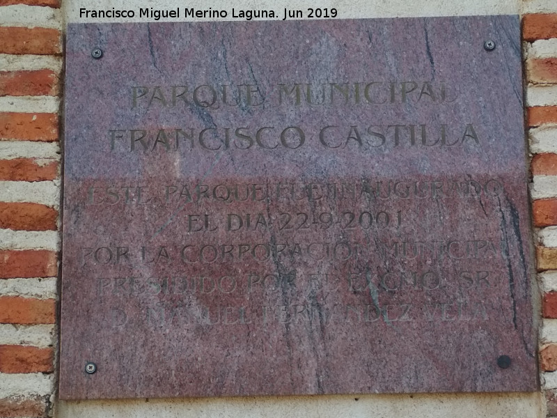 Parque Francisco Castilla - Parque Francisco Castilla. Placa