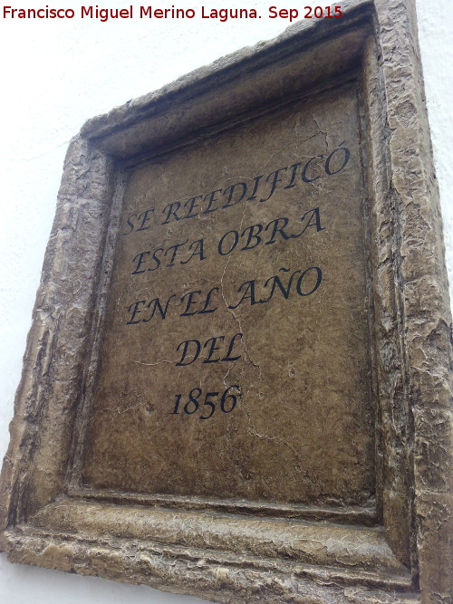 Capilla del Cuadro de la Virgen - Capilla del Cuadro de la Virgen. Placa izquierda