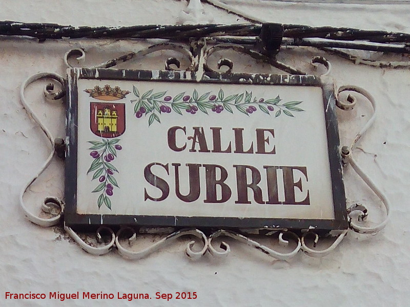 Calle Subrie - Calle Subrie. Placa