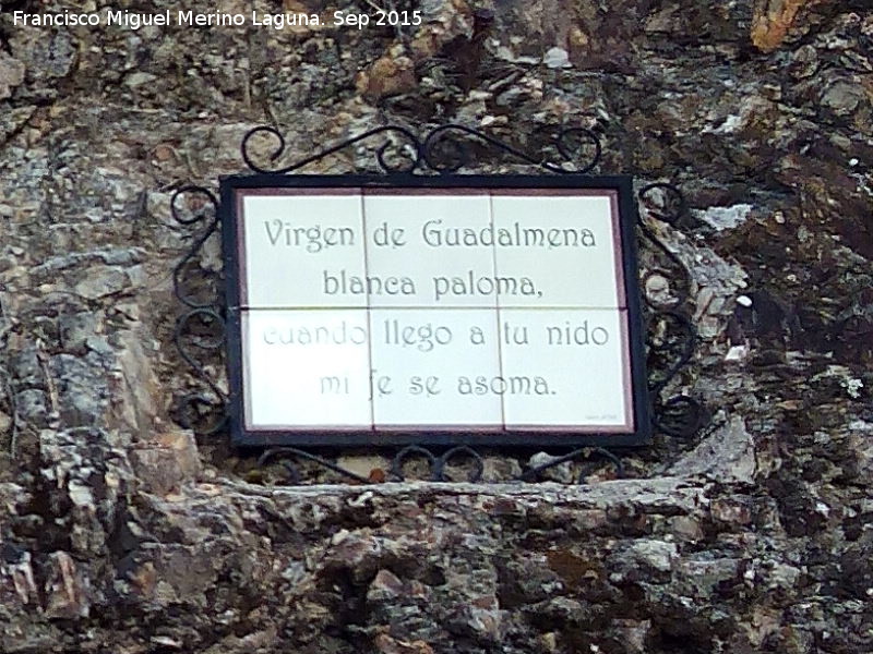 Hornacina de la Virgen del Guadalmena - Hornacina de la Virgen del Guadalmena. Placa