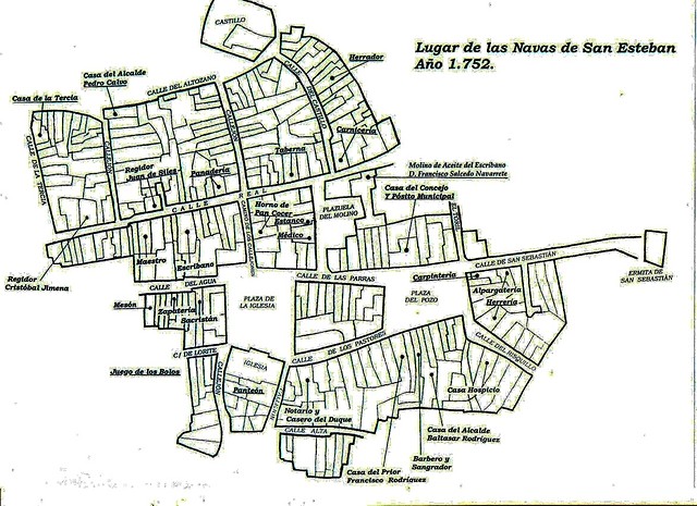 Plaza del Molino - Plaza del Molino. Plano 1752 basado en el Catastro del Marqus de la Ensenada y realizado por D. Manuel Valenzuela