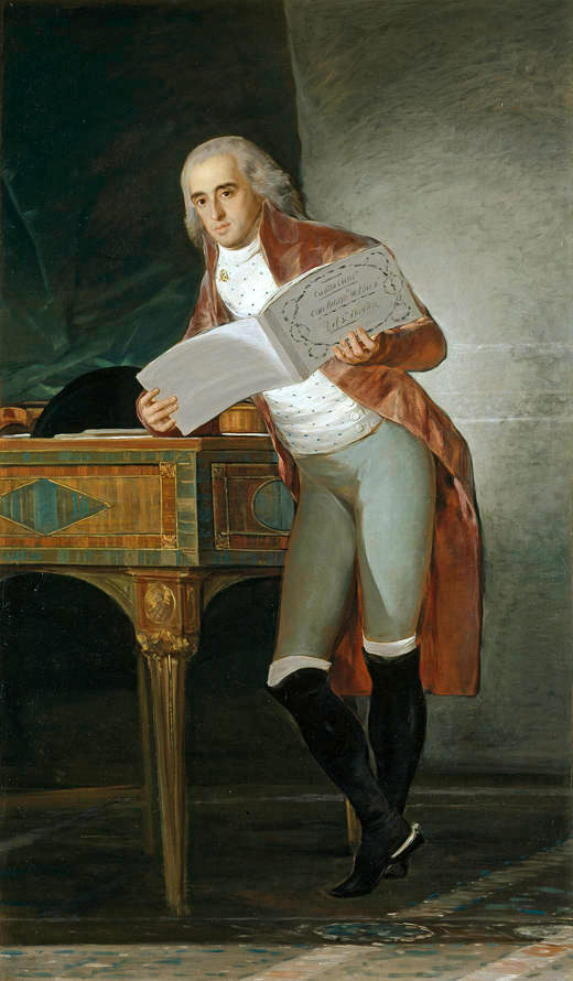 Goya - Goya. 1795. Gran aficionado a la msica de cmara, aparece apoyado en un clave, donde reposa una viola, su instrumento favorito. Tiene abierta en sus manos una partitura de Haydn.
