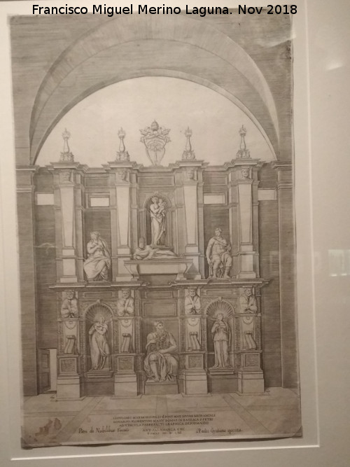 Miguel ngel - Miguel ngel. Tumba de Julio II 1554 grabado de Pietro de Nobile y Antonio Salamanca. Fundacin Rodrguez Acosta - Granada