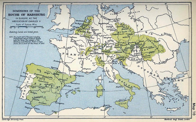 Carlos I de Espaa y V de Alemania - Carlos I de Espaa y V de Alemania. Posesiones de Carlos V en Europa despus de abdicar