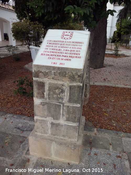 Monumento a los Habitantes de Solana de Torralba - Monumento a los Habitantes de Solana de Torralba. 