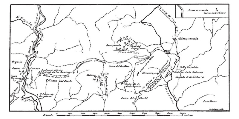 Historia de Aldeaquemada - Historia de Aldeaquemada. Mapa de Cabré