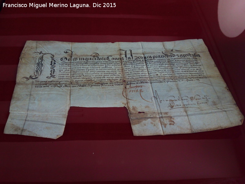 Archivo Histrico Provincial - Archivo Histrico Provincial. Documento de la inquisicin 1540. Archivo Histrico Provincial de Jan