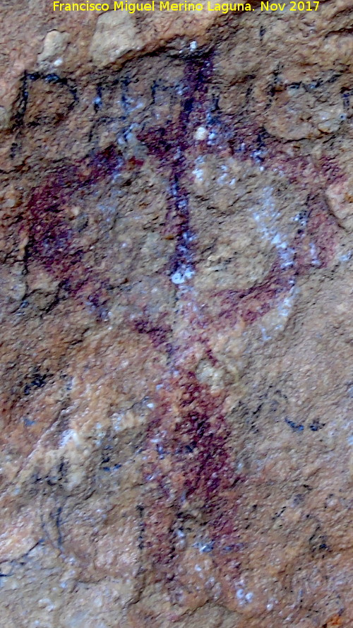 Pinturas rupestres de la Cueva de la Graja-Grupo XII - Pinturas rupestres de la Cueva de la Graja-Grupo XII. Antropomorfo superior derecha