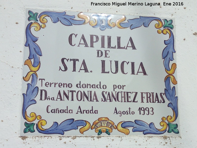 Ermita de Santa Luca - Ermita de Santa Luca. Placa