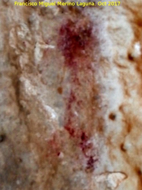 Pinturas rupestres del Abrigo del Bailn - Pinturas rupestres del Abrigo del Bailn. Antropomorfo doble Y del fondo de la cueva
