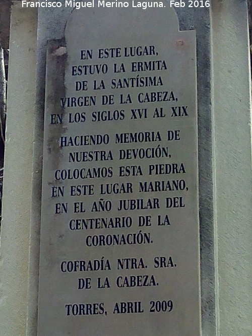 Ermita de la Virgen de la Cabeza - Ermita de la Virgen de la Cabeza. Placa