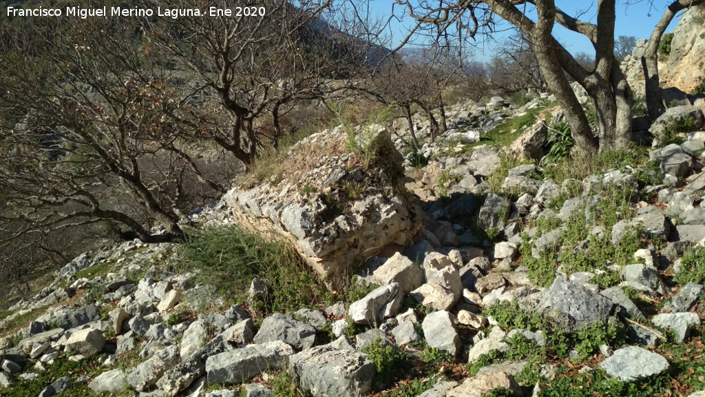 Castillo de Oti�ar. Muralla Oeste - Castillo de Oti�ar. Muralla Oeste. Lienzo ca�do
