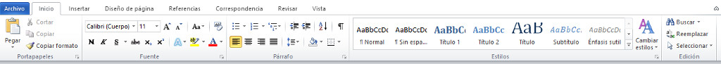 Cinta de Inicio Word 2010. Cintas de opciones. Cinta de Inicio