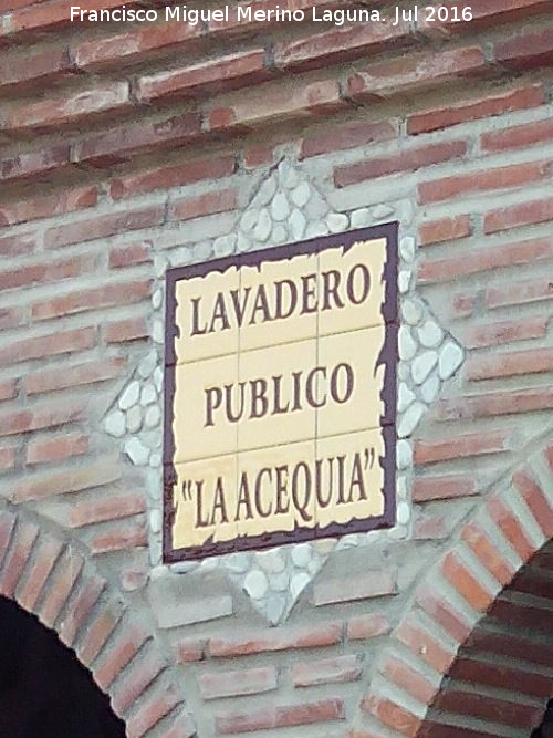 Lavadero pblico la Acequia - Lavadero pblico la Acequia. Placa