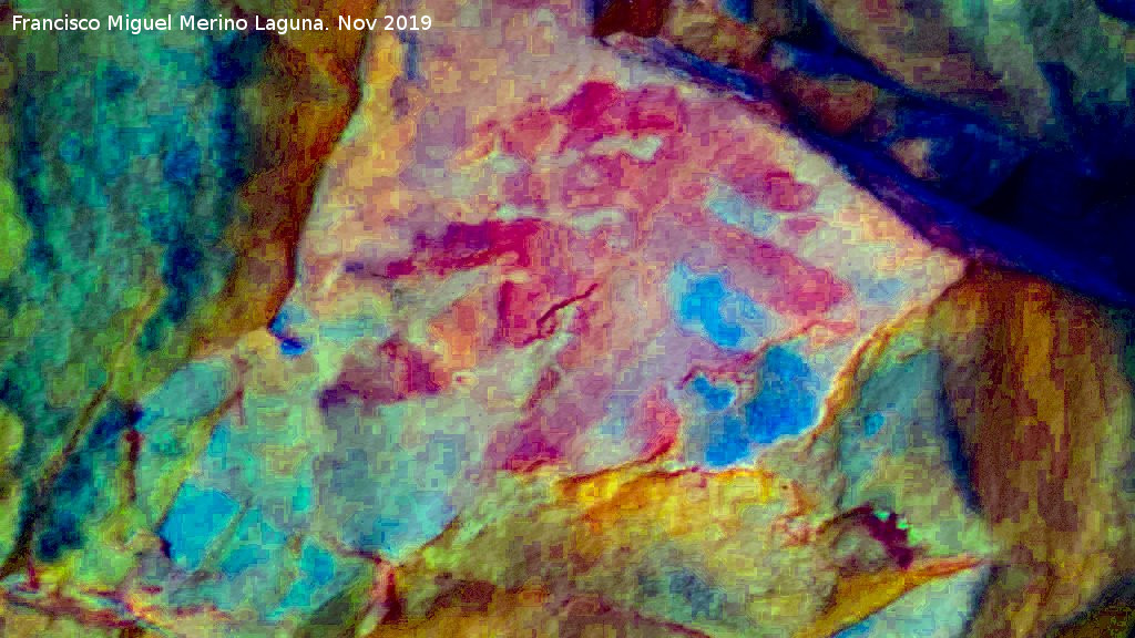 Pinturas rupestres de la Cueva de la Mina - Pinturas rupestres de la Cueva de la Mina. Tratada con Dstretch