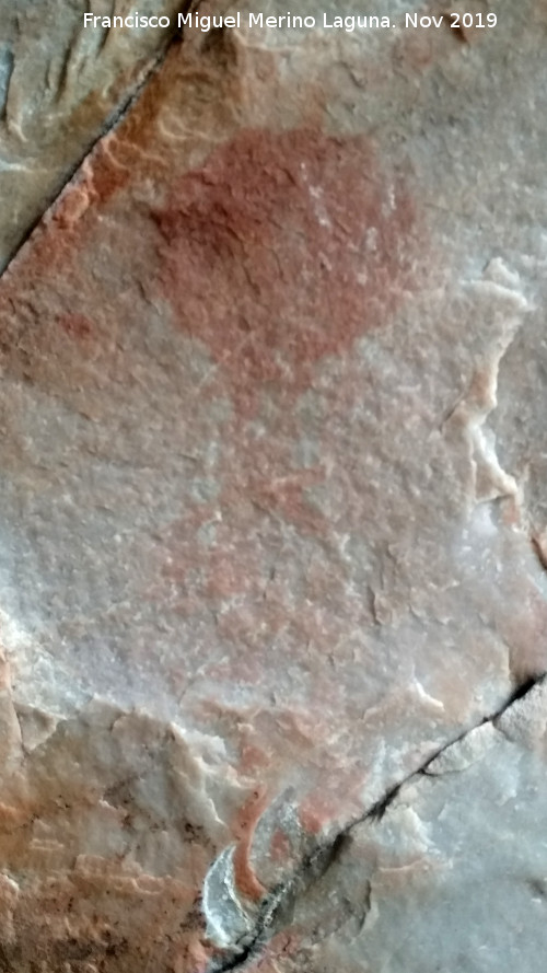 Pinturas rupestres de la Cueva de la Mina - Pinturas rupestres de la Cueva de la Mina. Antropomorfo halteriforme superior de la derecha
