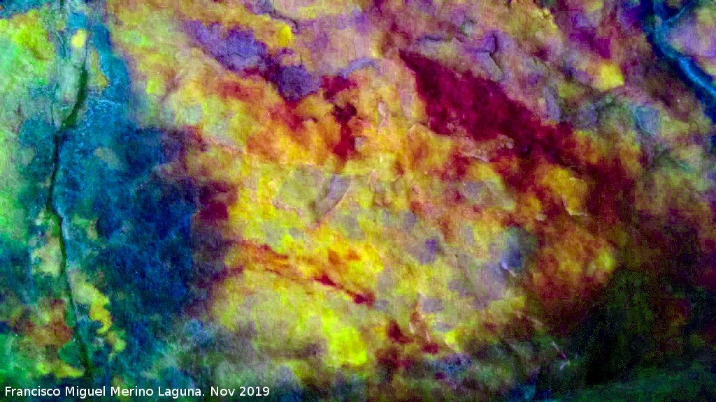 Pinturas rupestres de la Cueva de la Mina - Pinturas rupestres de la Cueva de la Mina. Tratada con Dstretch