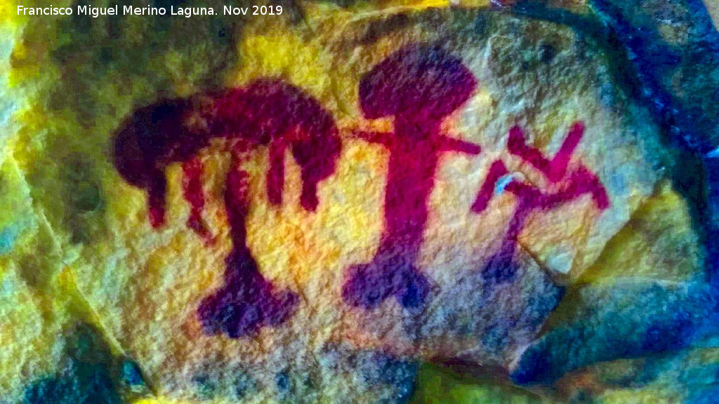 Pinturas rupestres de la Cueva de la Mina - Pinturas rupestres de la Cueva de la Mina. Tratada con Dstretch