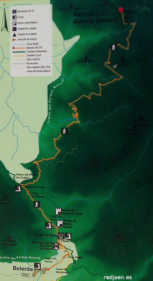 Sendero del Collado Zamora a Belerda - Sendero del Collado Zamora a Belerda. Mapa