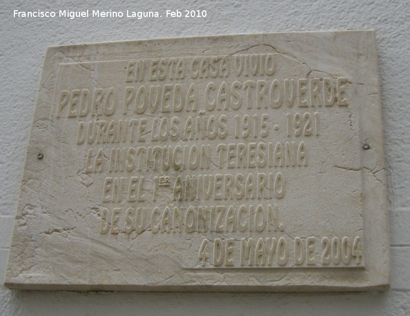 Casa de Pedro Poveda - Casa de Pedro Poveda. Placa
