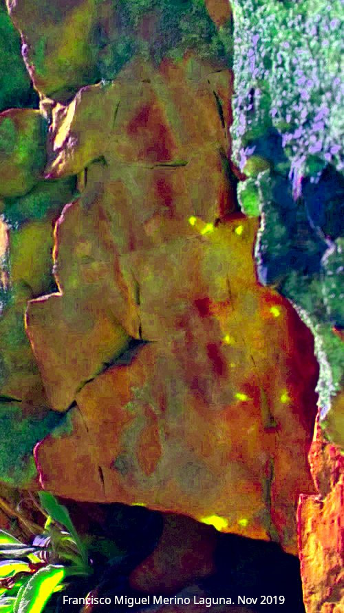 Pinturas rupestres del Cimbarrillo de Mara Antonia I - Pinturas rupestres del Cimbarrillo de Mara Antonia I. Tratada con Dstretch