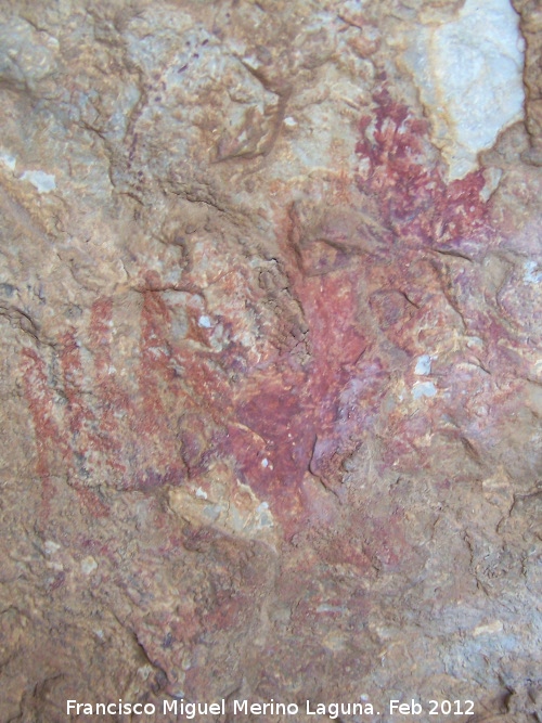Pinturas rupestres del Abrigo de Mingo - Pinturas rupestres del Abrigo de Mingo. Zig zag y mancha antropomorfa