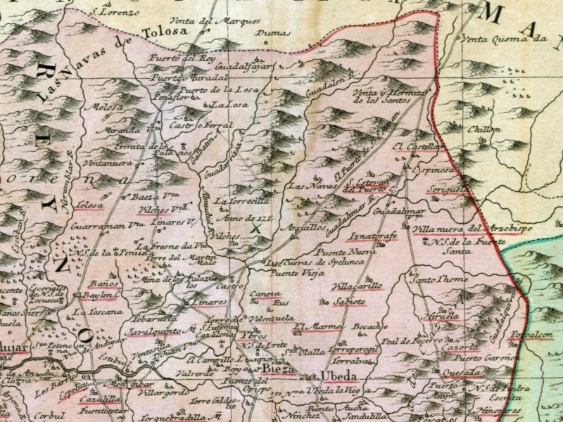 Batalla de las Navas de Tolosa - Batalla de las Navas de Tolosa. Mapa 1782. Situacin errnea de la batalla