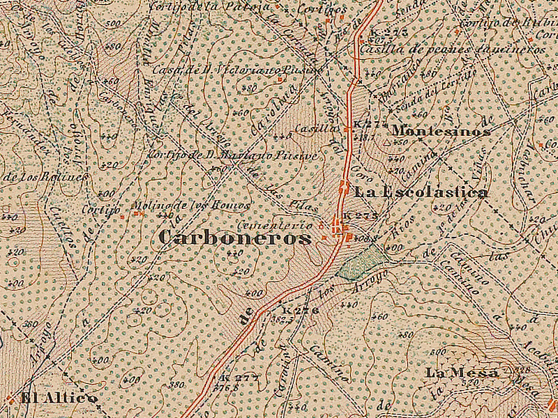 Historia de Carboneros - Historia de Carboneros. Mapa de 1895
