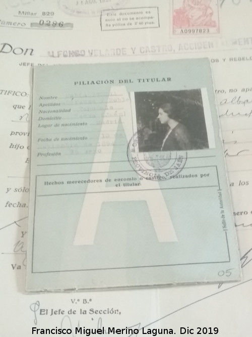 Historia de Jan. Siglo XX - Historia de Jan. Siglo XX. Permiso de conducir de una mujer. Archivo Histrico Provincial