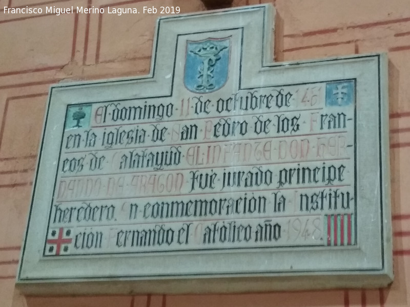 Iglesia de San Pedro de los Francos - Iglesia de San Pedro de los Francos. Placa de las Cortes