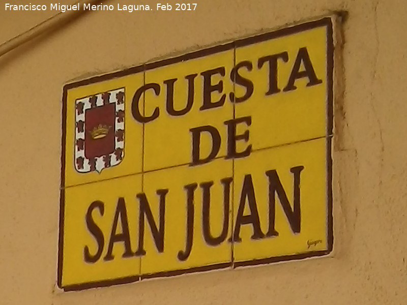Cuesta de San Juan - Cuesta de San Juan. Placa