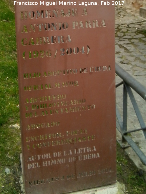 Monumento a Antonio Parra Cabrera - Monumento a Antonio Parra Cabrera. Inscripcin