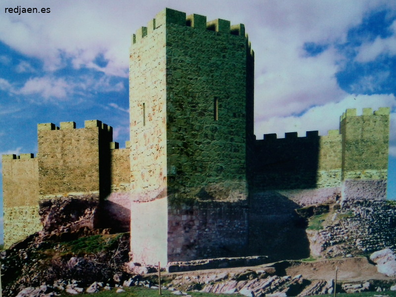 Castillo de Alarcos - Castillo de Alarcos. Reconstruccin virtual de un panel informativo