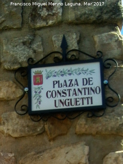 Plaza Constantino Unguetti - Plaza Constantino Unguetti. Placa