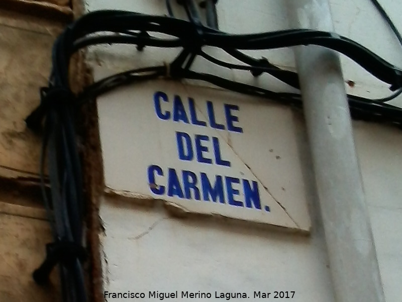 Calle Virgen del Carmen - Calle Virgen del Carmen. Placa antigua